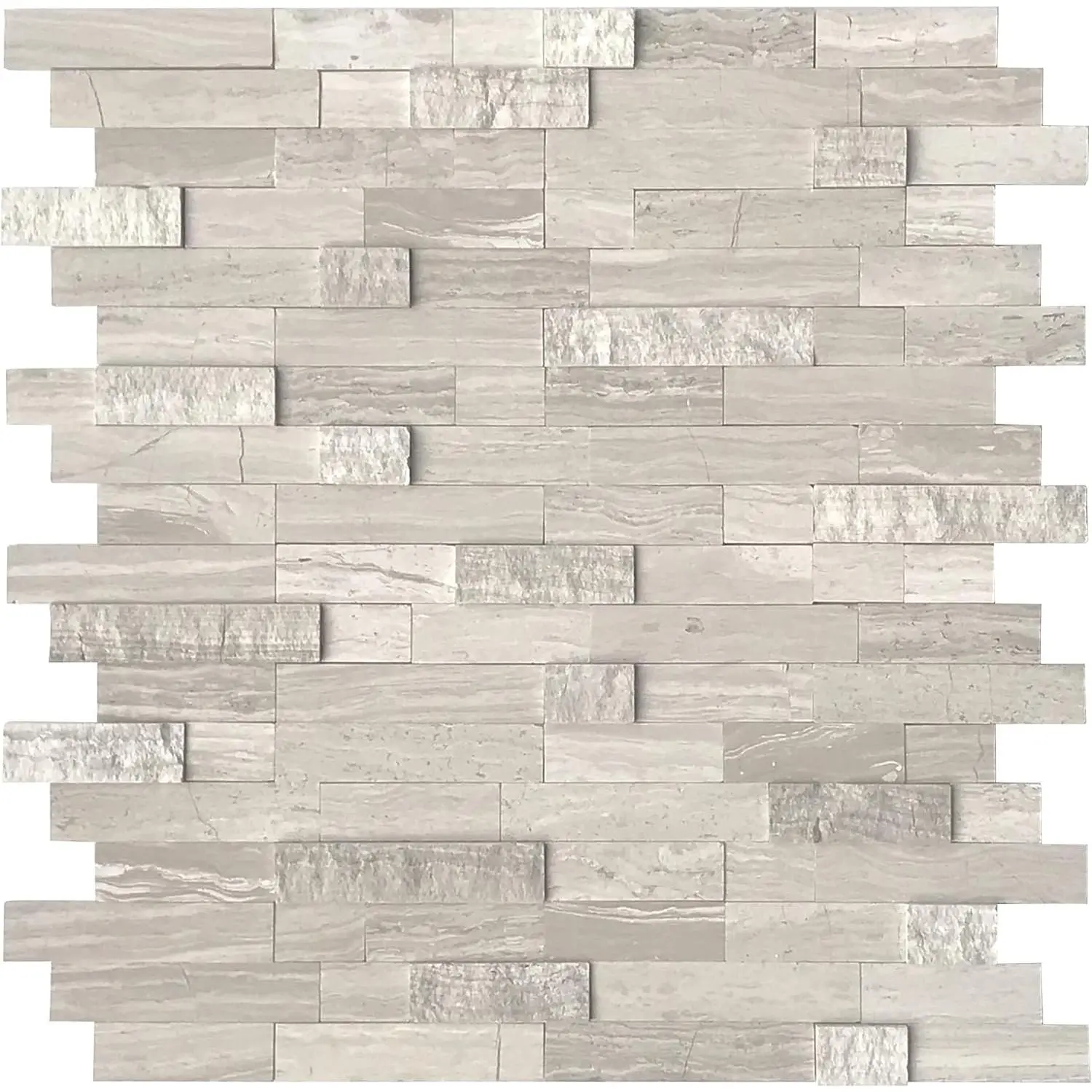 5-Sheet Peel and Stick Mosaic Natural 3D Stone Self Adhesive Marble Tiles, 11.5" x 10.7" Stick on Backsplash for Kitchen Bathroom Fireplace Vanity, Mixed Tan