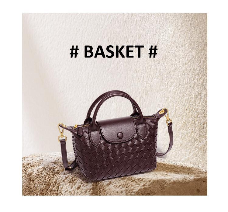 6252 Hand-woven Shoulder Dumpling Bag 2025 New PU Leather Fashion Commuter Messenger Bag