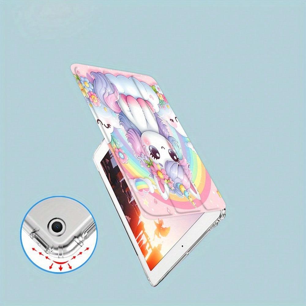 Cute Unicorn iPad Case Soft Edge, Built-in Stylus Slot, Adjustable Stand, Auto Sleep/Wake, Lightweight Durable, Back to School & Valentine Gift, Unisex, for iPad 10/11th Gen/A16/Air/Pro/Galaxy Tab S9 FE+ Series