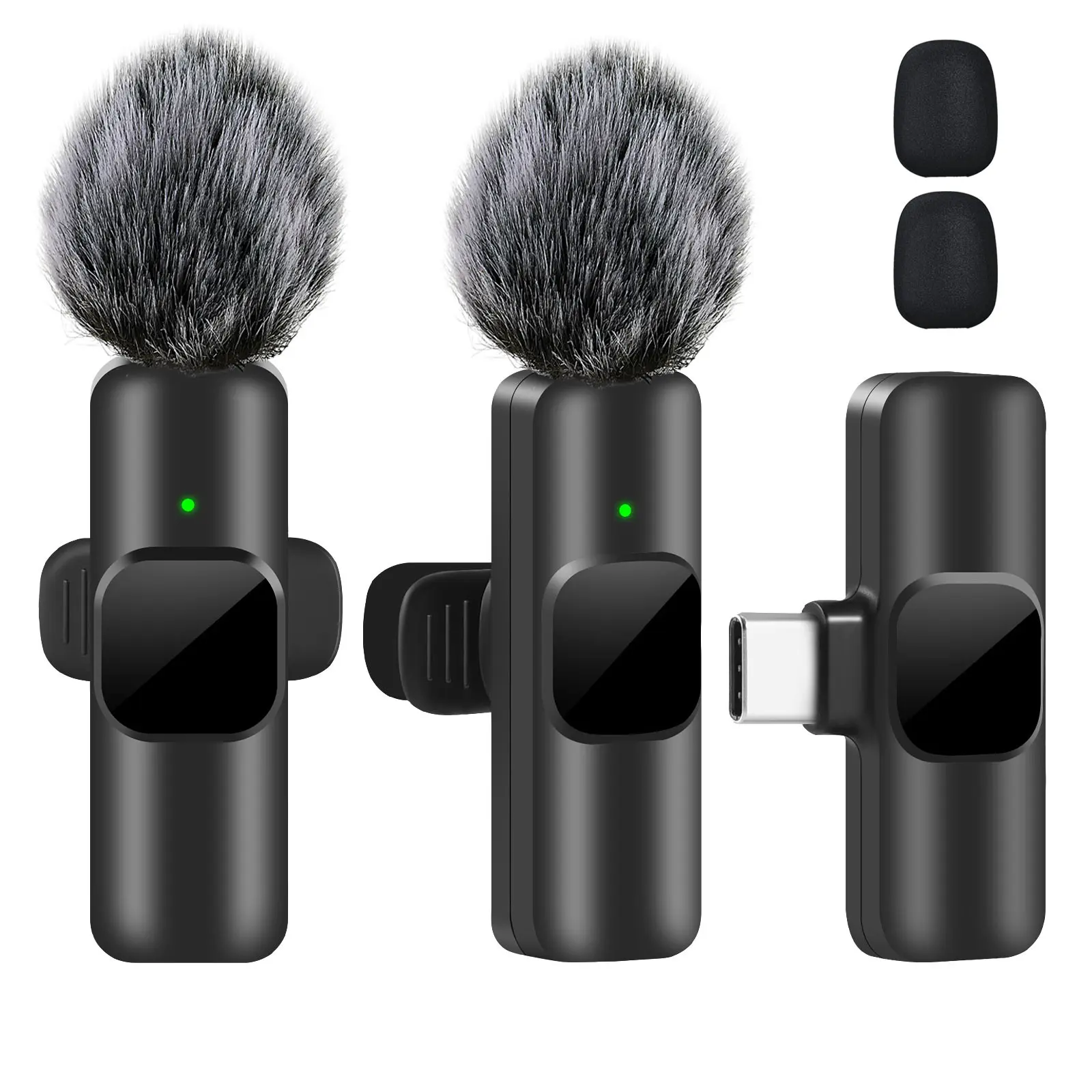 Wireless Lavalier Microphone, 1 Set Type-C Rechargeable Wireless Mini Audio Microphones Wireless Mics for Live Streaming Vlog Recording, Portable Wireless Lapel Mic for Multiple Devices