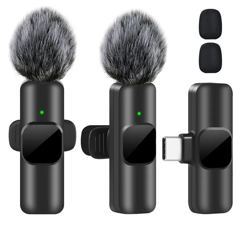 Wireless Lavalier Microphone, 1 Set Type-C Rechargeable Mini Audio Mics Clearer Voice Mic for Live Streaming and Vlog Recording, Portable Wireless Lapel Mic for Type-C Devices