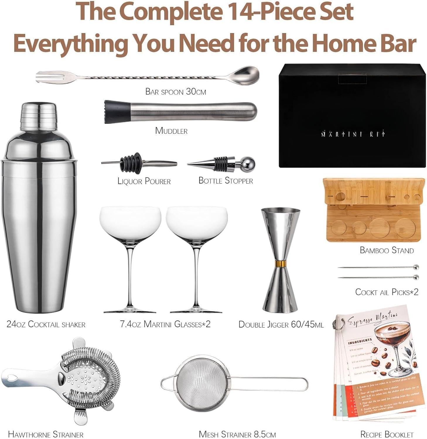 SUNDAY MIRTH USEERIL Espresso Martini Kit Gifts Set with 2 Glasses,Mixology Bartender Kit, Shaker Set with Stand for Drink Mixer,Bar Set for House Warming Gifts, bar,Party Favors SUNDAY MIRTH USEERIL Espresso Martini Kit Gifts Set with 2 Glasses,Mixology Bartender Kit, Shaker Set with Stand for Drink Mixer,Bar Set for House Warming Gifts, bar,Party Favors