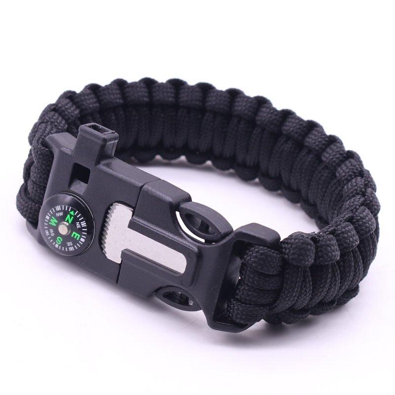 Survival Bracelet Paracord Rod Compass Metal Double Buckle Outdoor Tactical Umbrella Rope Efficient Compass Precise Pointing Quick Positioning