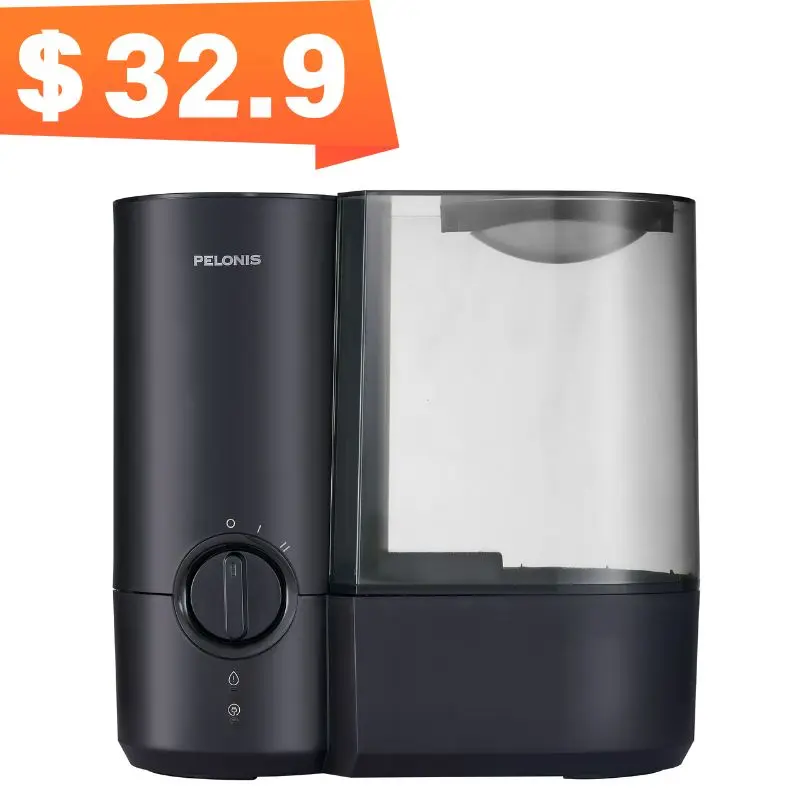 Like New Pelonis PSU12W1BB Warm Mist Humidifier, 1.2 Gal Large Tank, Ultra Quiet, 2 Mist Output Settings, Up to 23 Hours Runtime, Filter-Free Design, Low Water Auto Shut-Off, Top Handle for Easy Refill & Clean, Aromatherapy Compatible, Fast Humidification