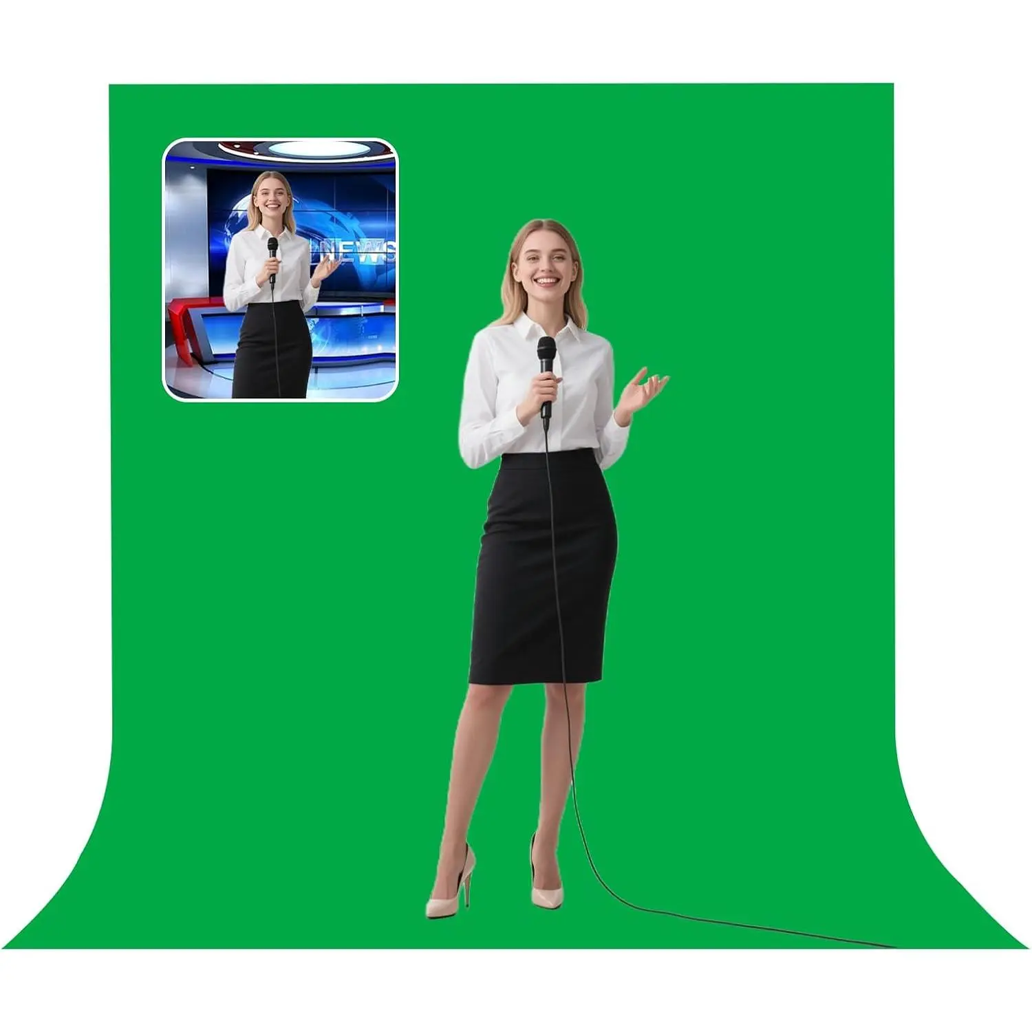 5 Ft x6.5 Ft Photography Backdrop Green Screen, Green Background Non-Reflective Fabric, Wrinkle Resistance Greenscreen Photo Background for Chromakey Photo Studio Video