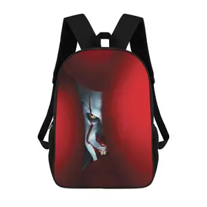 Pennywise 17" Lightweight Oxford Backpack with Horror Graphics - Adjustable Straps, Zipper Closure, Hand Washable