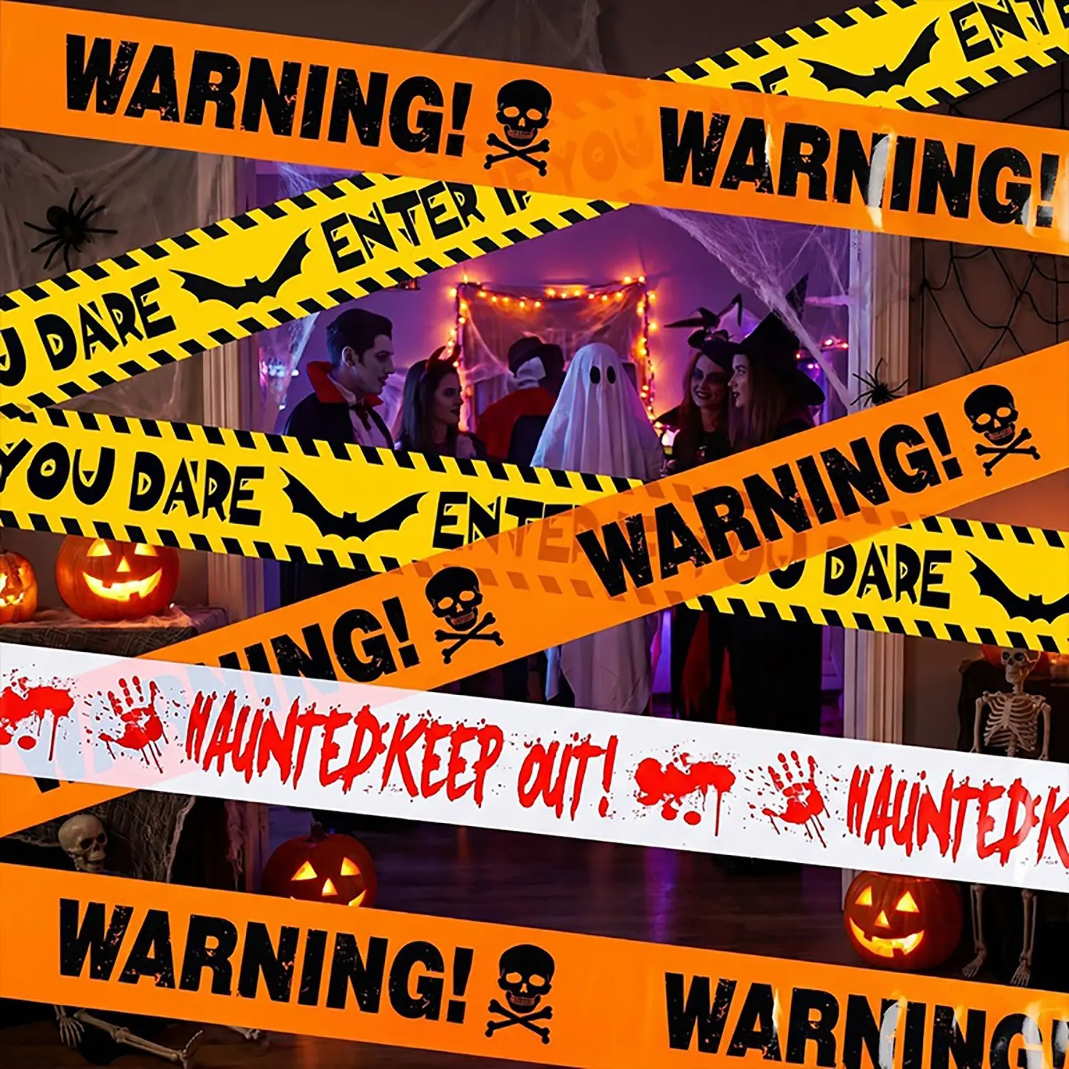 3Pcs 89ft Halloween Decorations, Caution Tape for Indoor and Outdoor | Halloween Decor Creates Spooky Zones for Haunted Houses, Doors, Yards, Hallways, Party Entrances