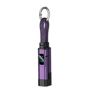 Digital Display Four-In-One Keychain Fast Charging Cable, Zinc Alloy Braided Material, Compatible with Huawei and Apple Devices