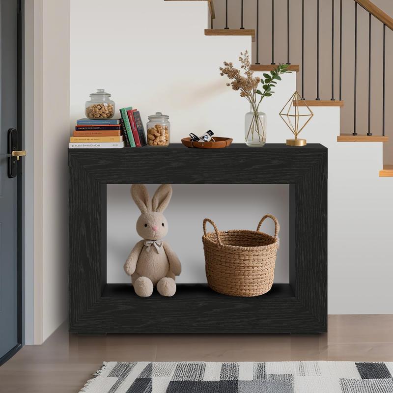 47" Entryway Console Table, Farmhouse Narrow Sofa Table with Storage Shelf, Modern Farmhouse Industrial Accent Table for Living Room Hallway Foyer