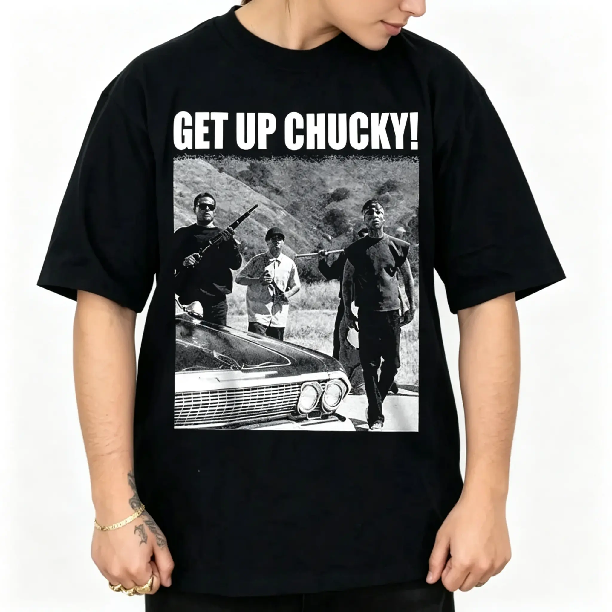 Get Up Chucky Old Movie Chicano Gangster Graphic Unisex Tee |   All-Season Breathable Top