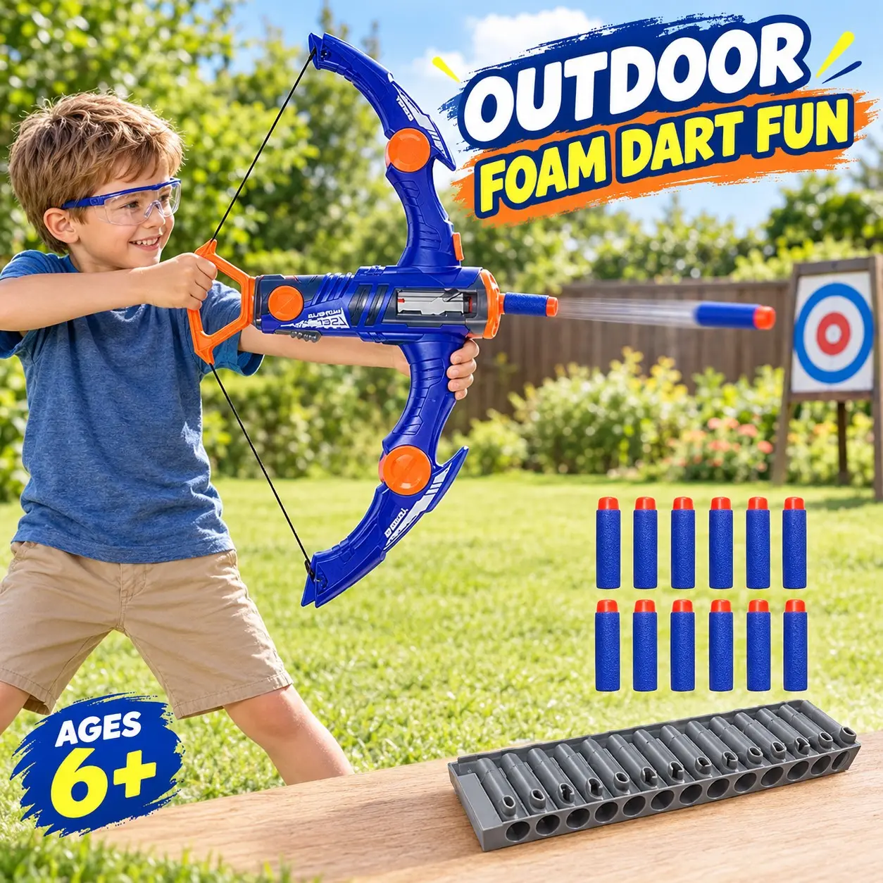 Outdoor Shooting Game Soft Dart Hand Launcher, Kids Bow Model Toy, Twelve Shot Fun Crossbow, Christmas Gift for Boys and Girls