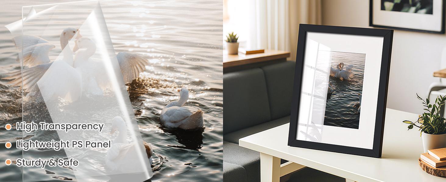 6x8 Picture Frame, Display Pictures 3.5x5.5 with Mat or 6x8 Without Mat, Wall Hanging Photo Frame, Black, 1 Pack