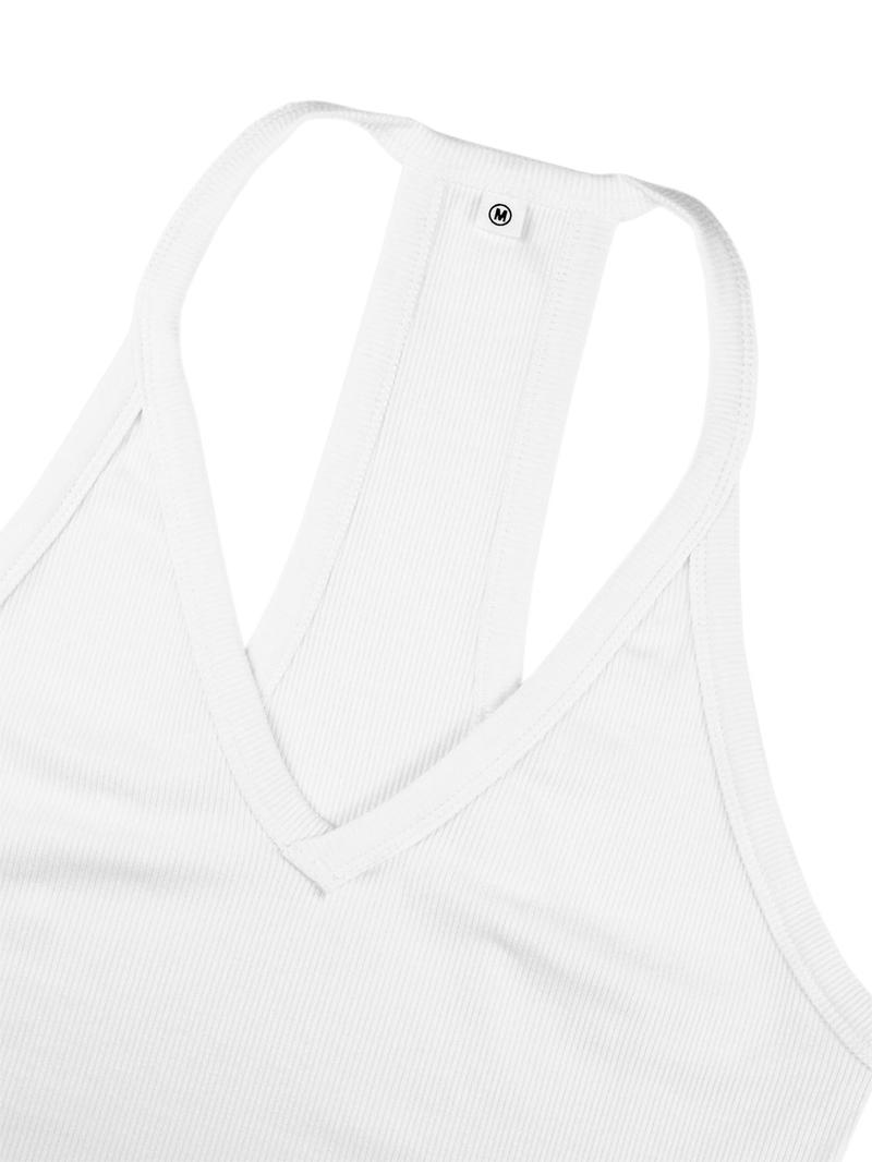 Women's Solid Racerback Tank Top, Casual Sleeveless Deep V- Neck Top for Summer, Ladies Clothes for Daily Wear, Breathable Sleeveless Tops