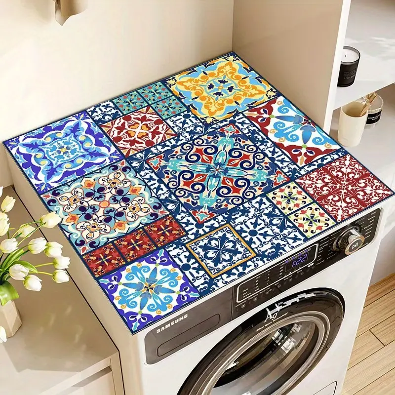 Vintage Washing Machine Dust Cover - Durable, Waterproof, Heat-Resistant Industrial Fabric, 23.62x19.69in Food-Grade Multicolor Polyester, All-Purpose Kitchen Laundry Room Stylish Home Organization Accessory