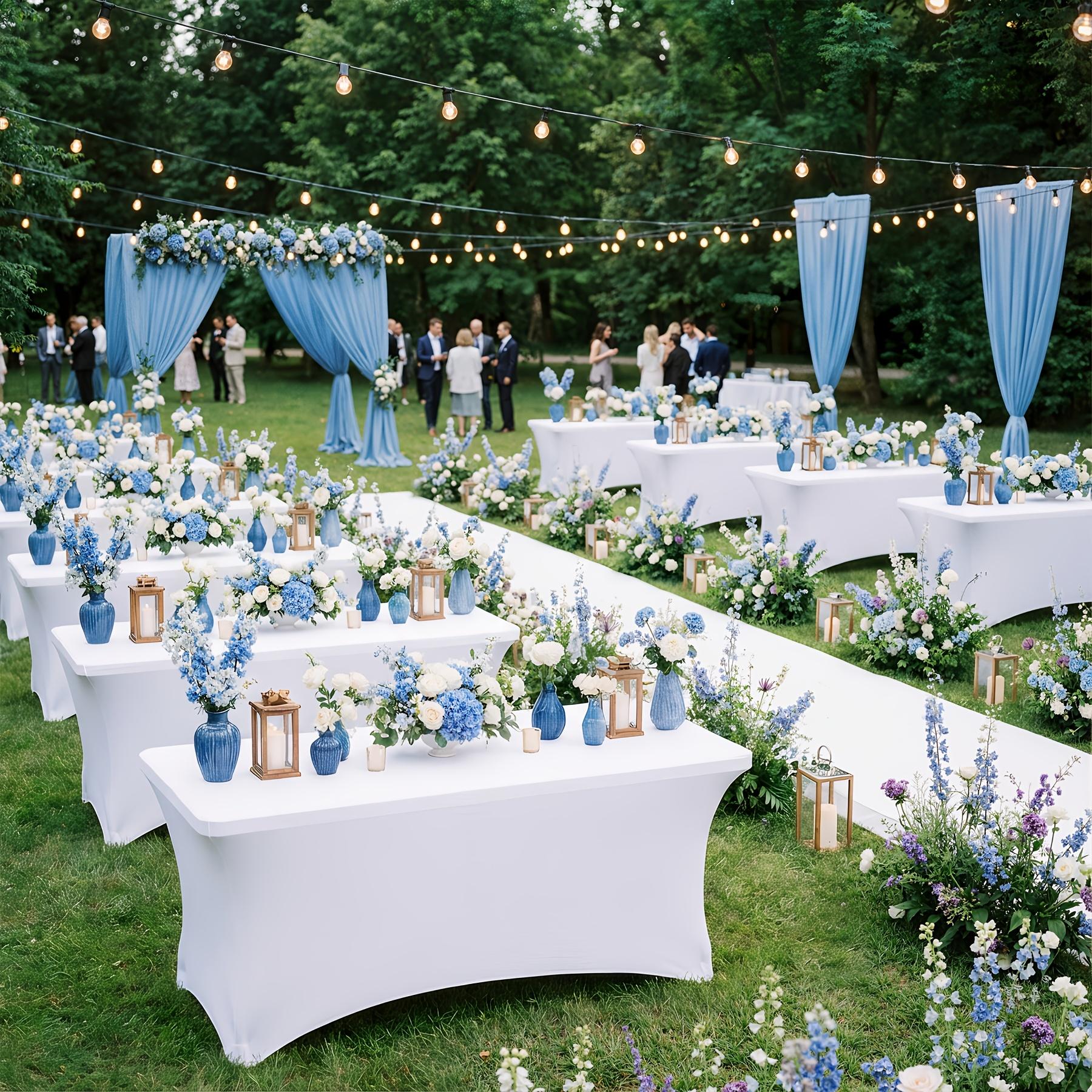 2 Pack Spandex Rectangular Tablecloth 6Ft Fitted Wrinkle Resistant Washable Stretch Table Cover, Elegant Outdoor Wedding Sweetheart Table Decor for Bridal Showers, Baby Showers, Birthday Parties & Banquet Events