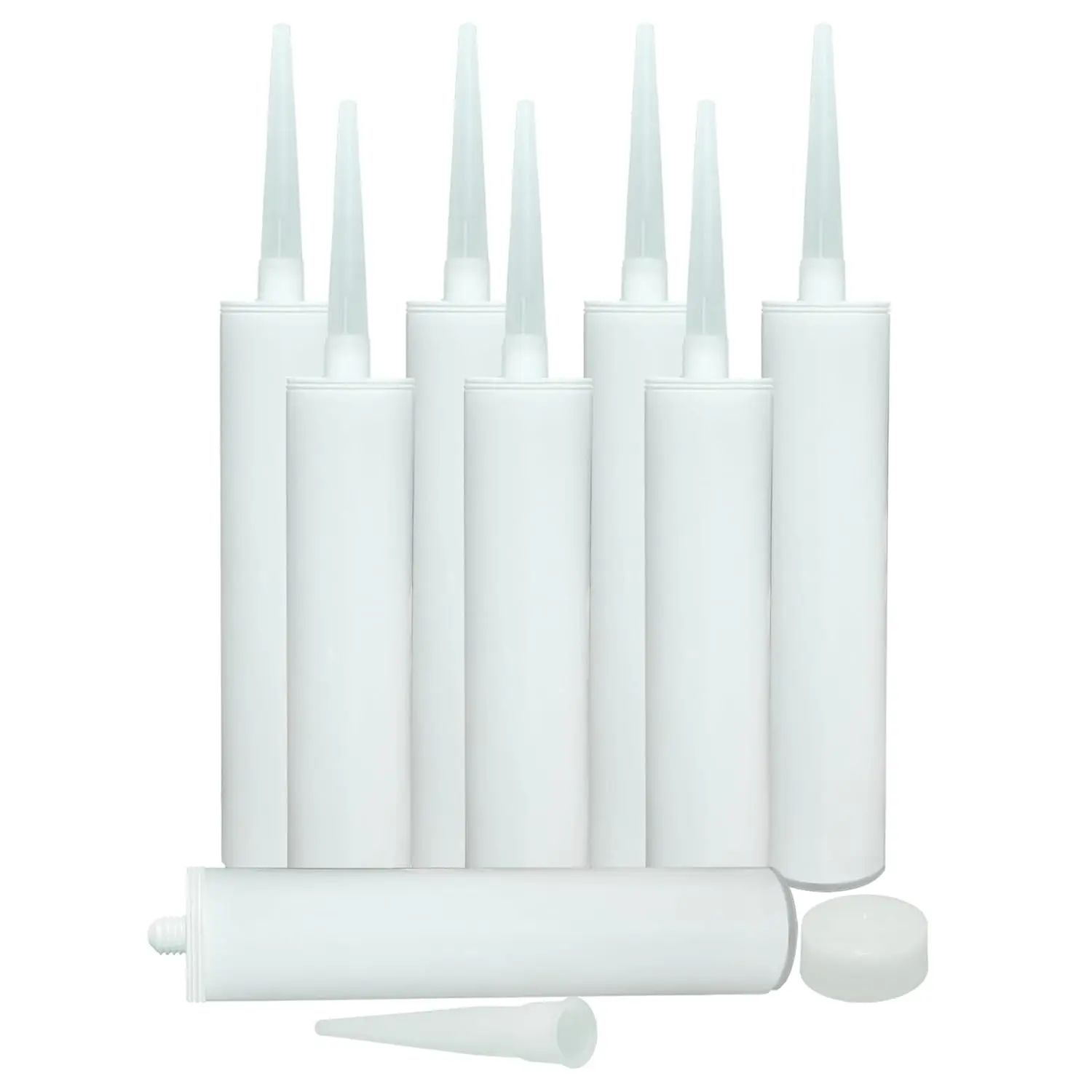Empty Caulk Tubes, 8 Pack 10 oz Refillable Caulking Tubes for Standard Caulking Guns, Caulk Tube for Repair Cracks, Tiles, Seal Leaks (8)