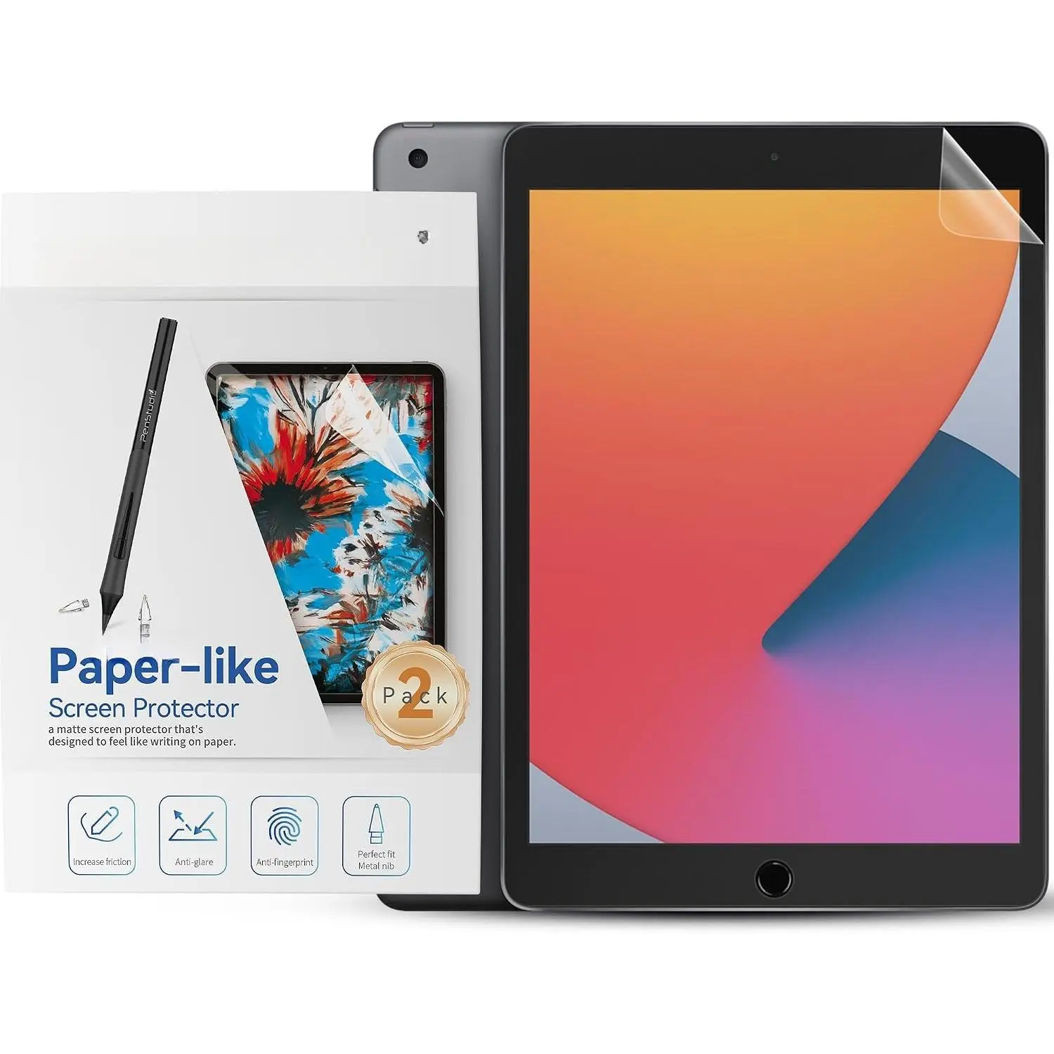 Paper Feel Screen Protector for iPad 7/8/9th Gen, Matte, 2 Pack