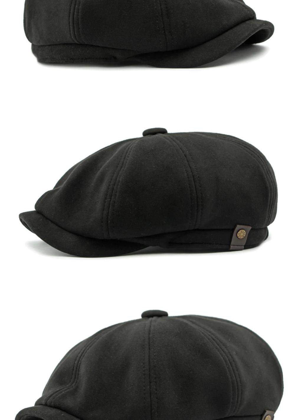 HT4580 Berets Men Women Hot Sale Suede Beret Cap Solid Octagonal Flat Cap Male Female Autumn Winter Hat Artist Painter Beret Hat