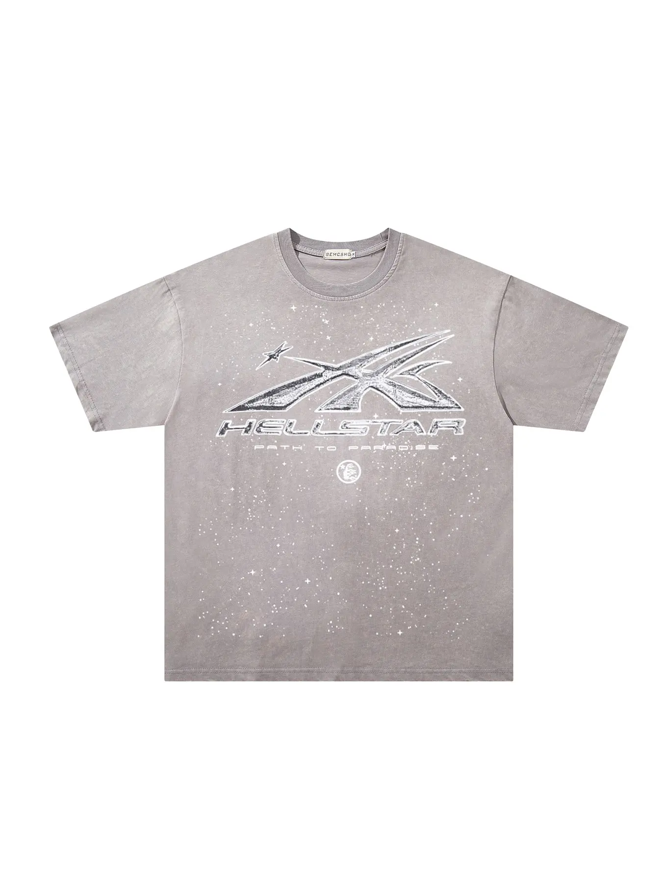 Men's Vintage Washed Tie-Dye Letter and Star Flame Print T-Shirt, Summer New Fashion Casual Short Sleeve Top, Trendy and Versatile