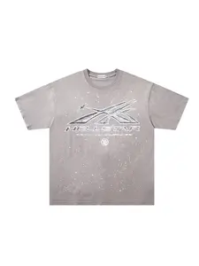Men's Vintage Washed Tie-Dye Letter and Star Flame Print T-Shirt, Summer New Fashion Casual Short Sleeve Top, Trendy and Versatile