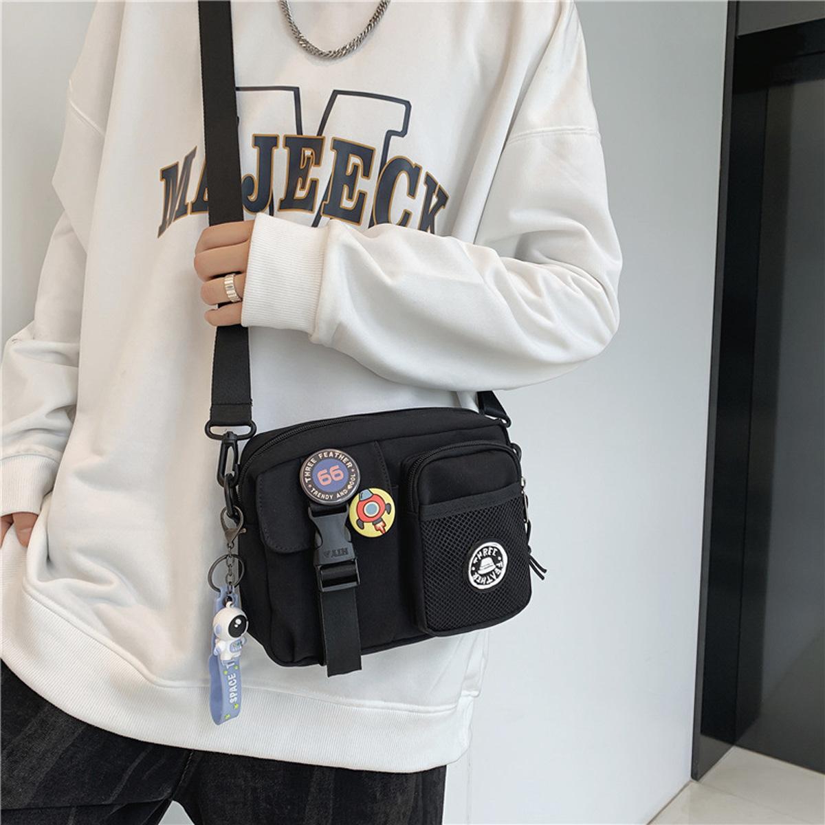 Unisex Crossbody Phone Bag | Multi-pocket, High-Quality | Daily Commuting & Shopping Bag (Random Badge) Stylish, Practical everyday Shoulder Bag
