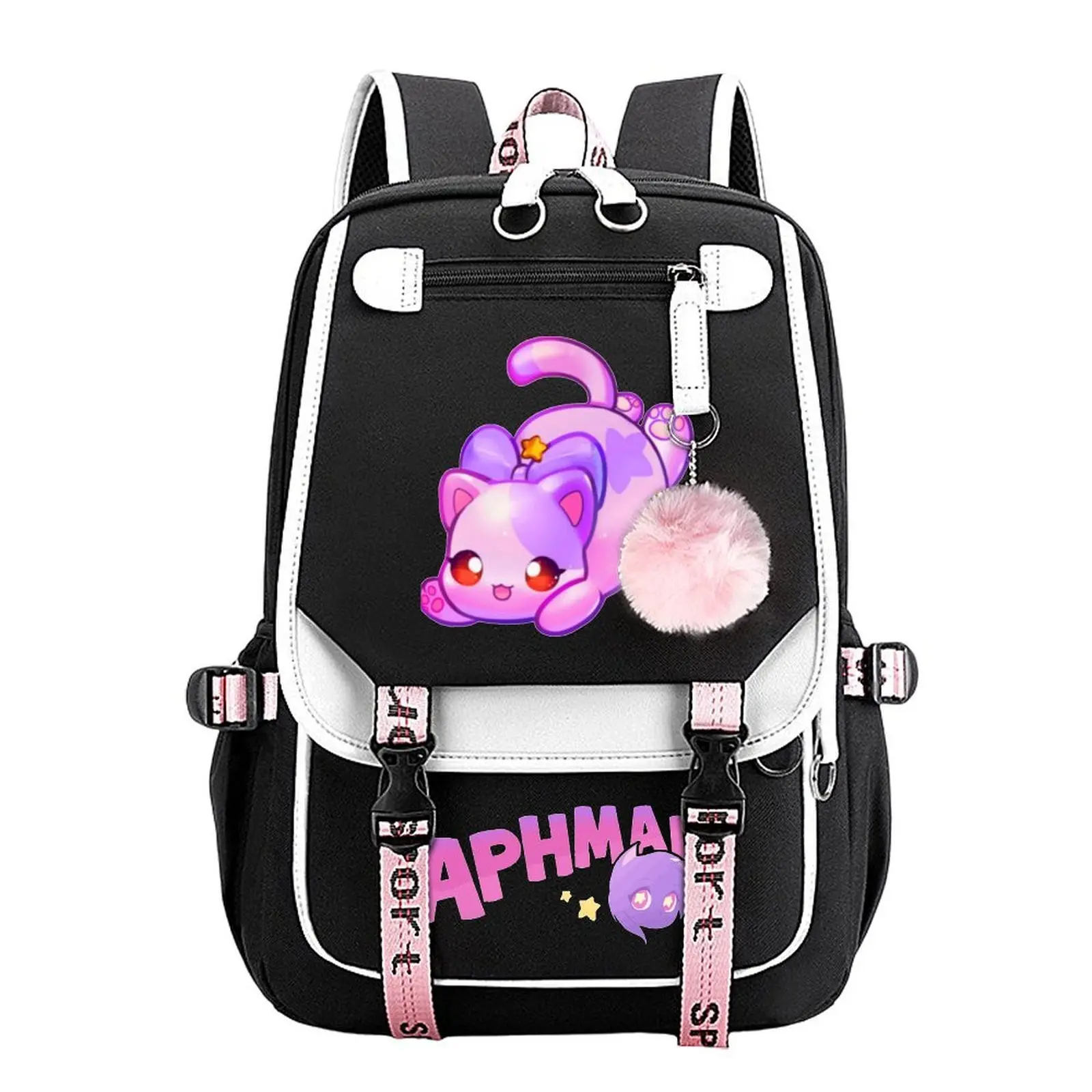 Aphmau Cat Print Backpack for Boys & Girls, Teen Student School Bag, Large Capacity Backpack,  Water-Resistant Durable Design, Multi-Pocket Organizer, Perfect Birthday & Holiday Gift 11.4” × 18.1”