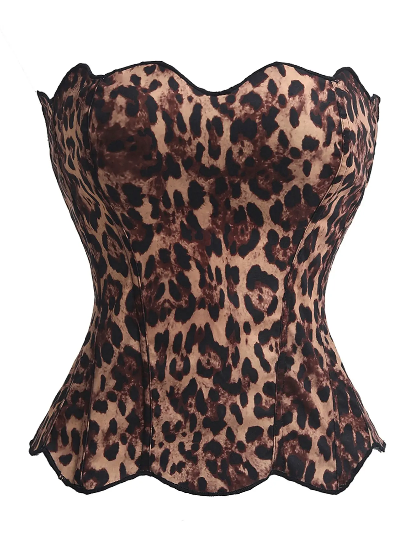2026 New Y2K Bold Leopard Print Corset Top, Asymmetrical Cut Fishbone Waist Binder, Statement Party Music Festival Bra, Women's Retro Fashion Clothes