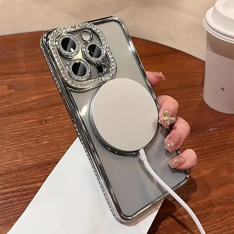 Sparkling Rhinestone Magnetic Protective Phone Case Protector for iPhone 17 Air/16/15/14/13/12/11 Plus/Pro/Max, Anti-Drop Shockproof Protection Fashion Phone Cover for Women