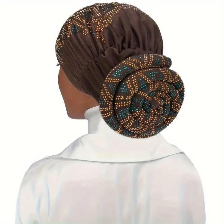 Elastic Big FLower Ramanda Turban Hat Head Wrap Under scarf Head Scarf Hijab Cap Chemo hat Inner Cap Windproof Full Neck Bonnet