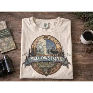 180g[100%cotton]Comfort Colors Retro Yellowstone National Park Vintage 90s Style T-shirt, Wildlife Graphic Tee With Bison Woes Eagles, 90s Hiking Nature TShirt