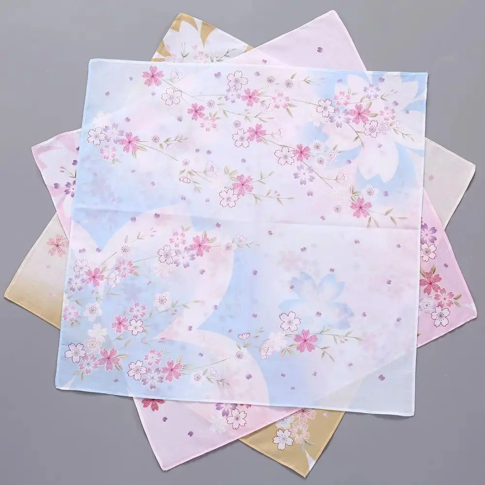 3pcs Women Chinese Vintage Handkerchief 100% Pure Cotton Soft Printed Square Towel Thin Breathable Absorbent Sweat Hanky Summer