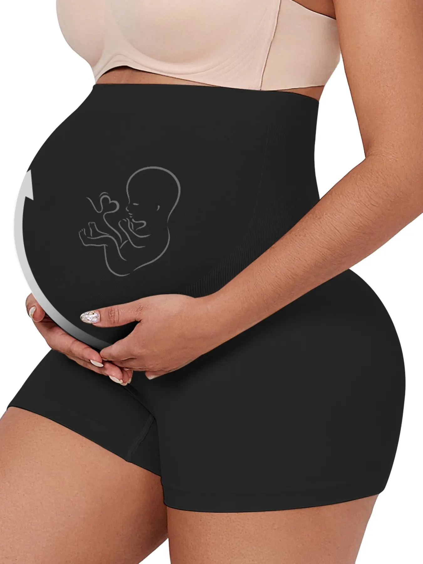 High-Waist Maternity Shorts, 360° Abdominal Support, Stretchy Seamless Fabric, Comfortable for All Pregnant Women, Daily Wear, Maternity Summer Clothes