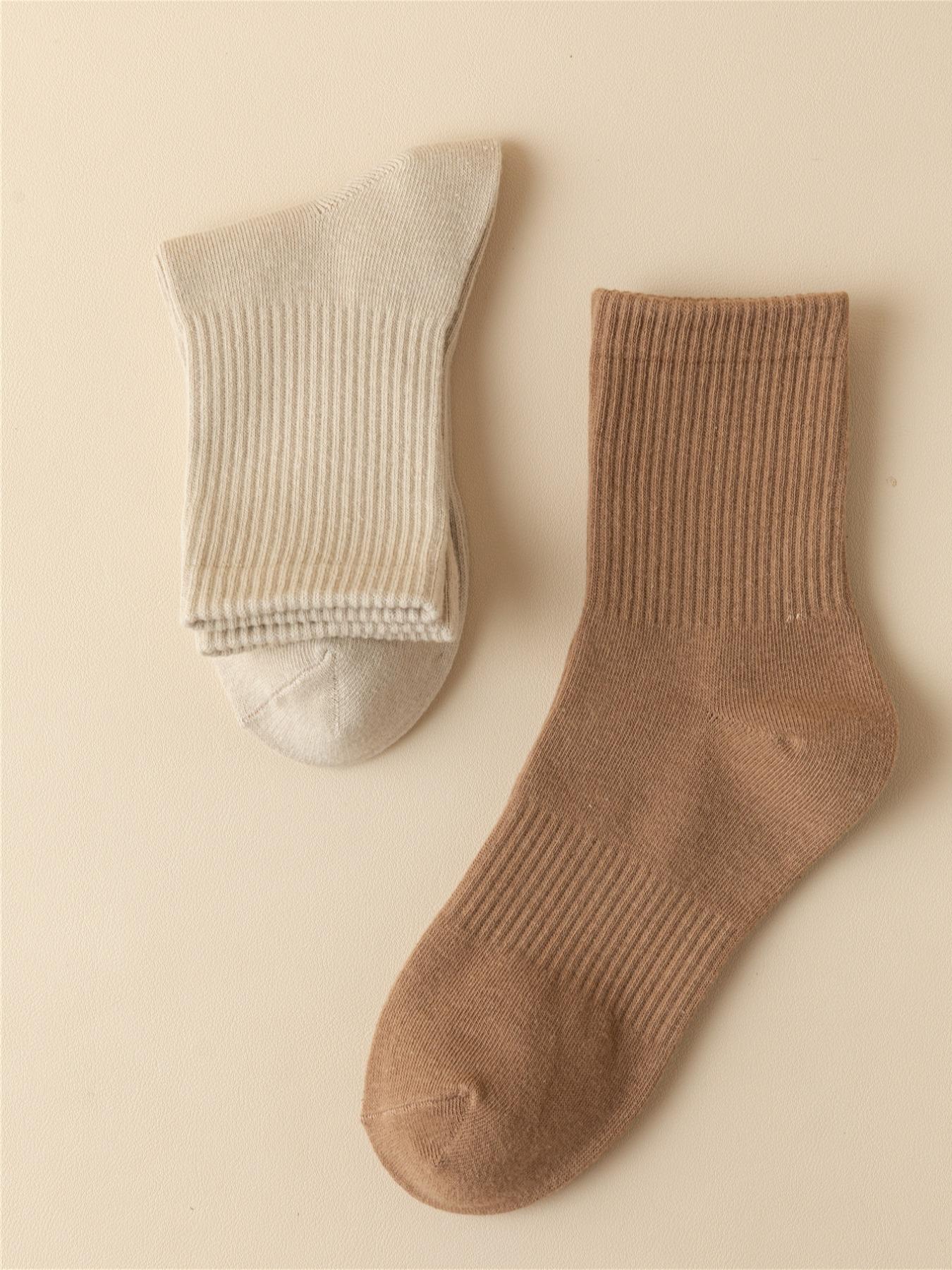 Men's 6 Pairs Solid Crew Socks, Fashion Casual Anti-Slip Mid-calf Socks For Daily Wear, Men Socks Casual Stylish Socks for All Seasons