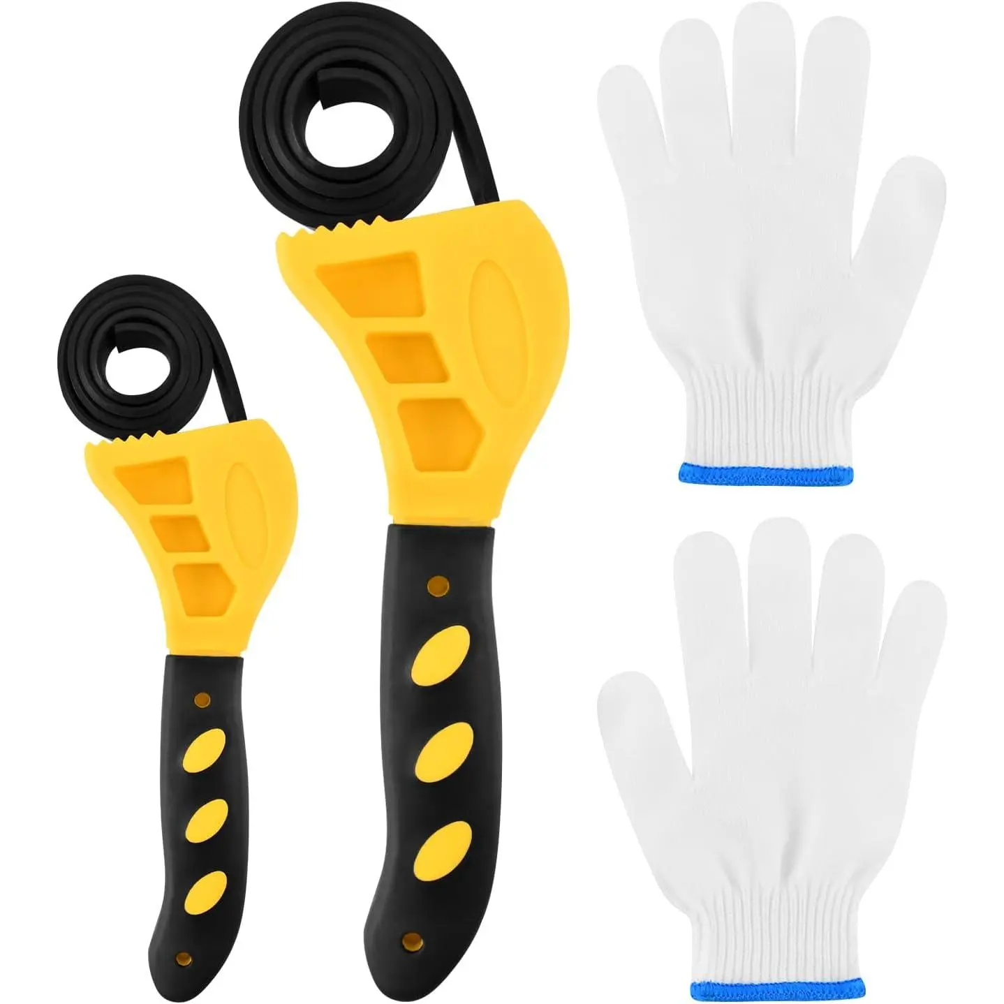 2-Pack Rubber Strap Wrench, Adjustable Wrench Set Diameter 6" and 8", Oil Filter Wrench Blet Jar Opener for Plumbing, Water Filter, Sink Drain & Tub Drain Removal(COLOR:Yellow)