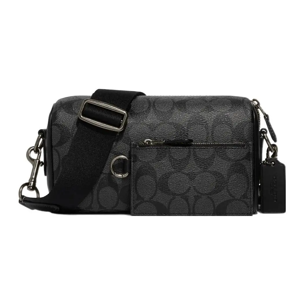 COACH Axel 21 Monogram-Print Coated Canvas Satchel Bag for Men – Classic Black