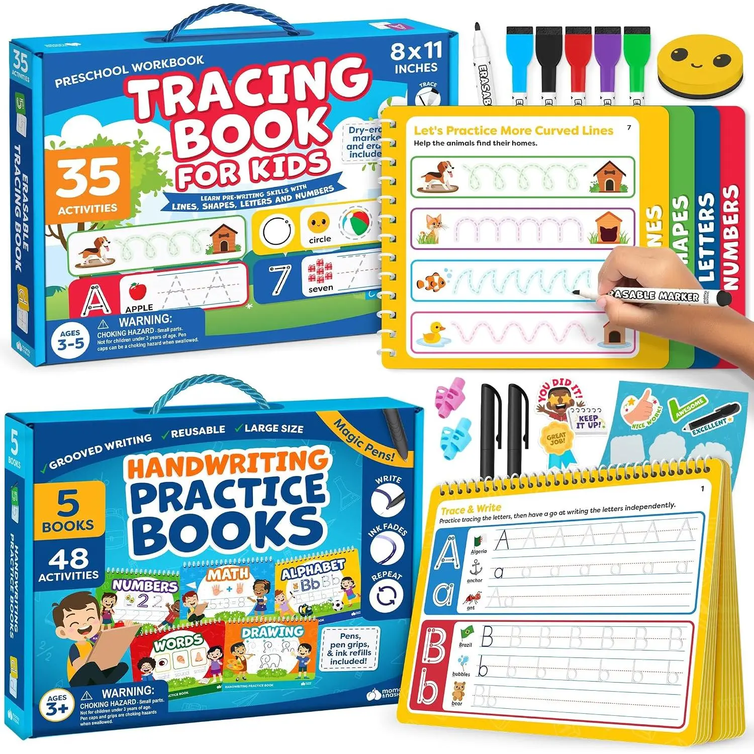 Magic Grooved Writing Practice for  with Disappearing Ink  Dry Erase Tracing Book for