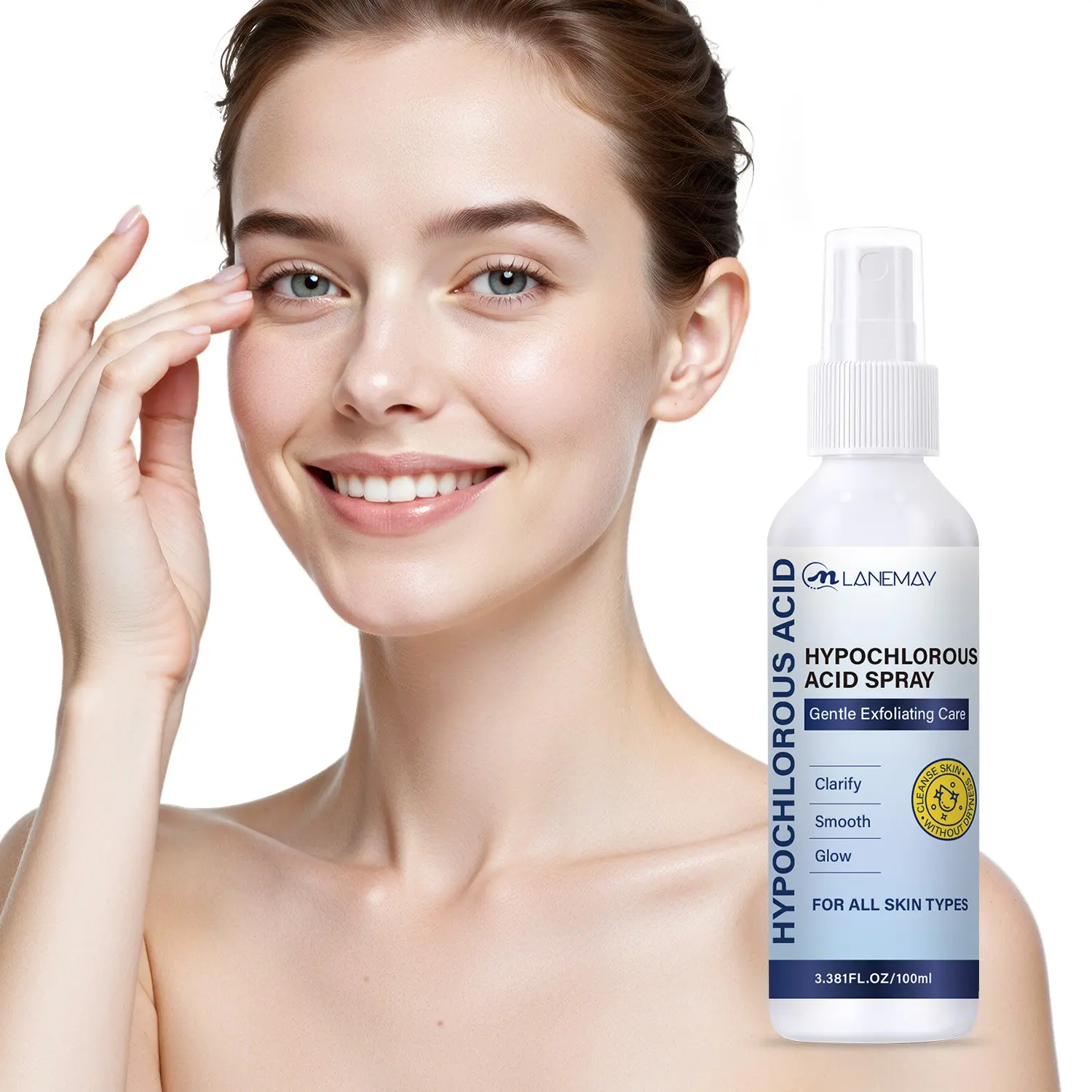 100ml Hypochlorous Acid Gentle Peel Exfoliant Serum with Rice Extract, Panthenol - Purifies Pores, Smooths Texture, Brightens Glow, Hydrating & Moisturizing - For Oily & Dull Skin, Daily Serum Care