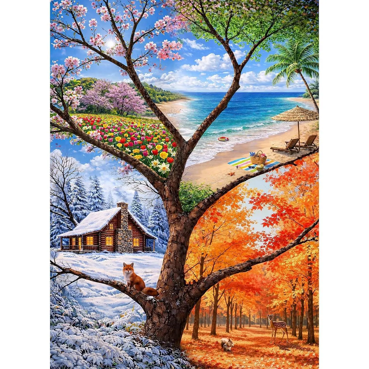 500-Piece Tree of Seasons Jigsaw Puzzle for Adults, Family-Friendly Nature Puzzle for Seniors