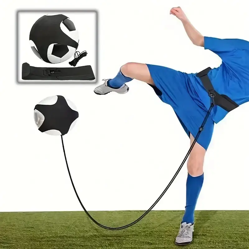 Soccer Training Tool with Elastic Waist Adjustable Belt, Elastic Polyester Blend Resistance Cord for Solo Practice, Improves Ball Control for Beginners