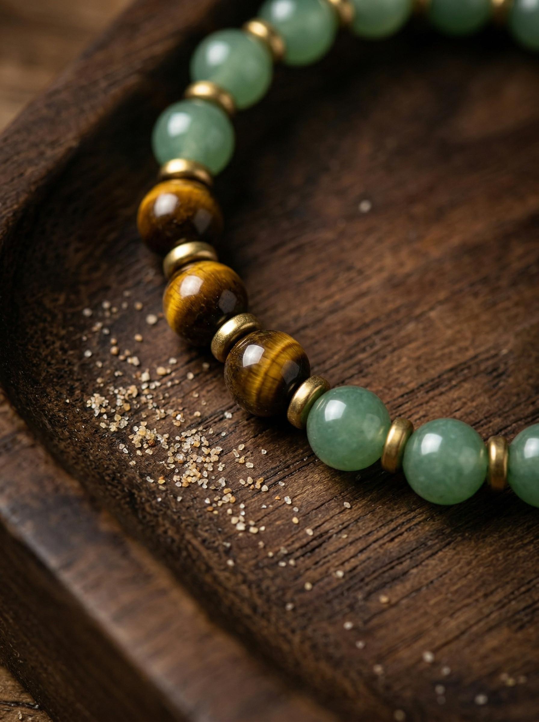 1pc Money Attraction Green Aventurine Tiger Eye Bracelet |   Wealth Good Luck Crystal Bracelets |   Jade Bracelet for Women Men |   Bracelet Stack |   Men Accessories |   Couples Freak Gifts