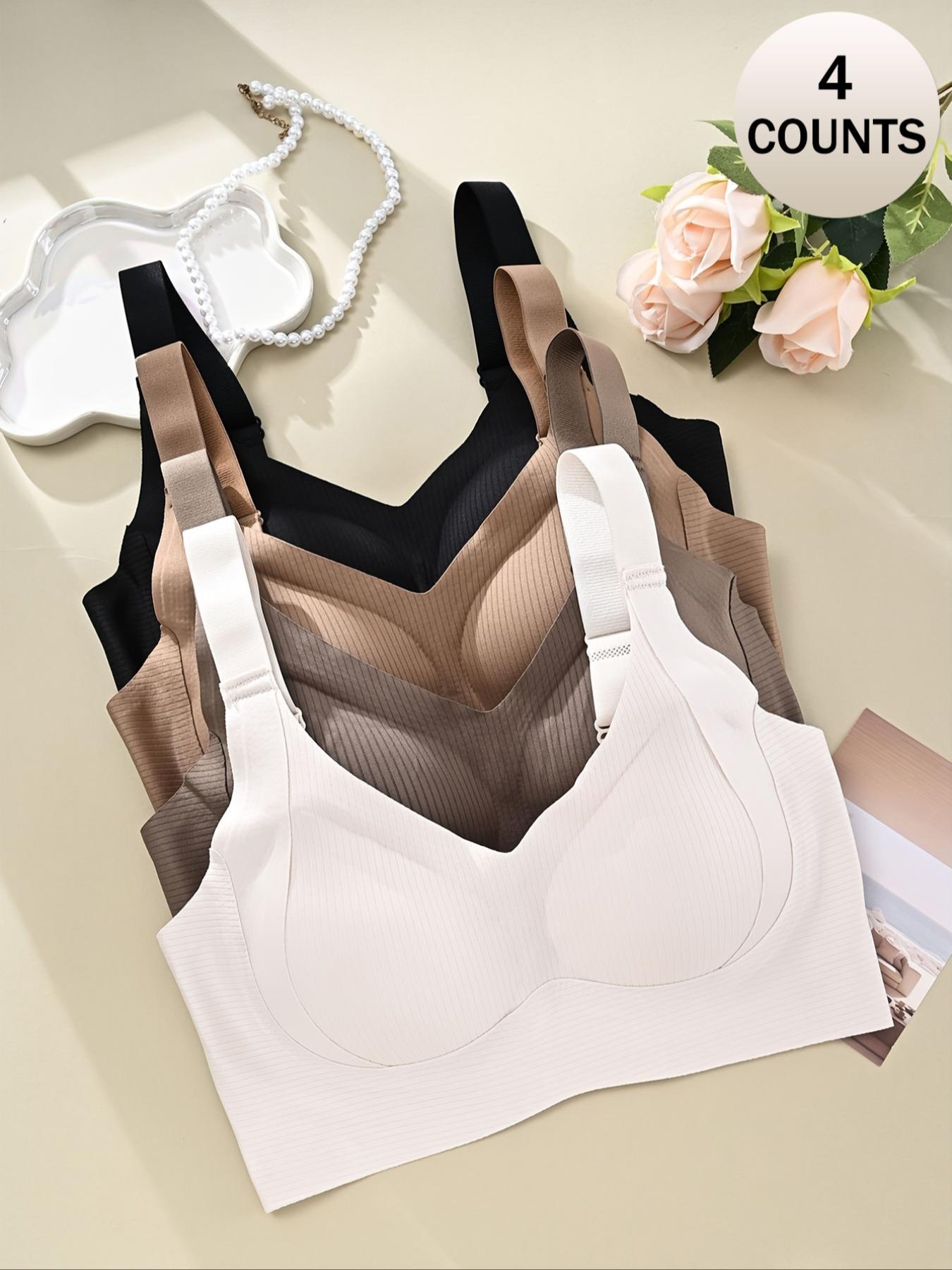 Women's Seamless Wireless Bra, Adjustable Wide Straps, Comfortable Breathable Lingerie, Medium Support, Casual All-Season Wear