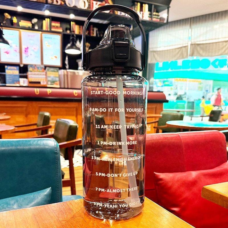 64oz Large Capacity Sports Water Bottle with Straw, Durable Polycarbonate Material, Leak-Proof Design, Ideal for Running & Fitness Activities