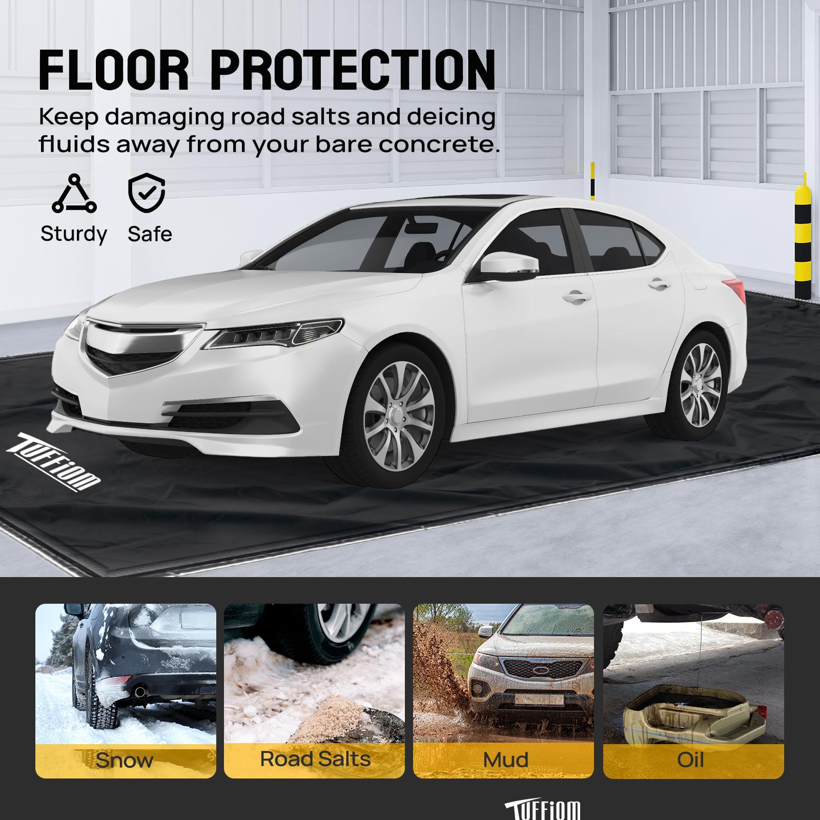 Karlhome 7.5 x 17FT Garage Floor Mat, Thickened Coin Plate PVC Garage Mats Flooring Roll for Under Car, Garage Car Parking Mats for Compact SUVS, Sports Car