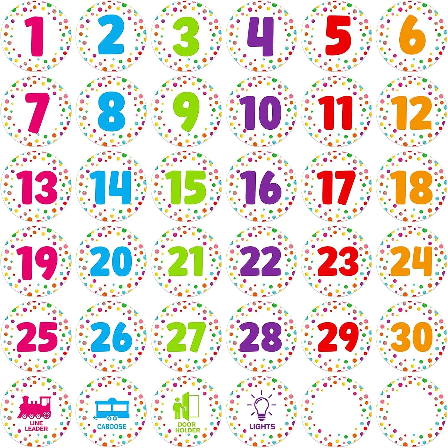 Boho Line up Spots for Classroom Floor - 36 count Confetti Number Stickers Line up Dots Floor  Numbers for Classroom     to School Supplies Teaching  Have
