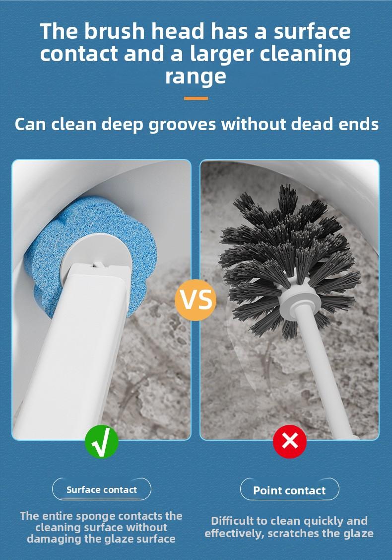 Disposable Toilet Scrubber with Refill Replacement Heads, Wall-Mounted Bathroom Toilet Cleaning Brush Kit, Hygienic Home Toilet Cleaner Tool