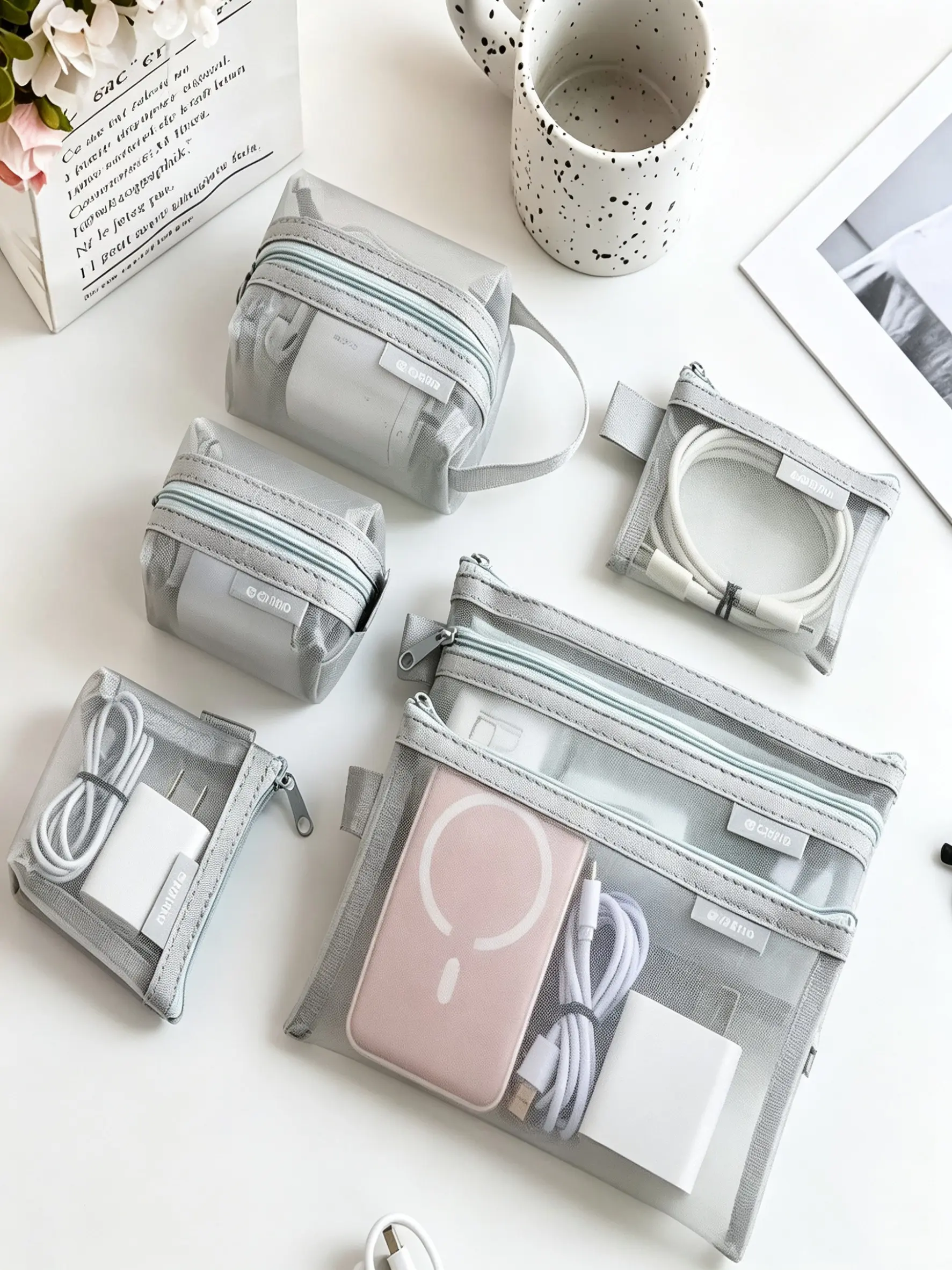 6pcs Minimalist Transparent Mesh Coin Pouch, Portable Mini Zipper Wallet, Card Key Money Holder, Travel Essential Accessories