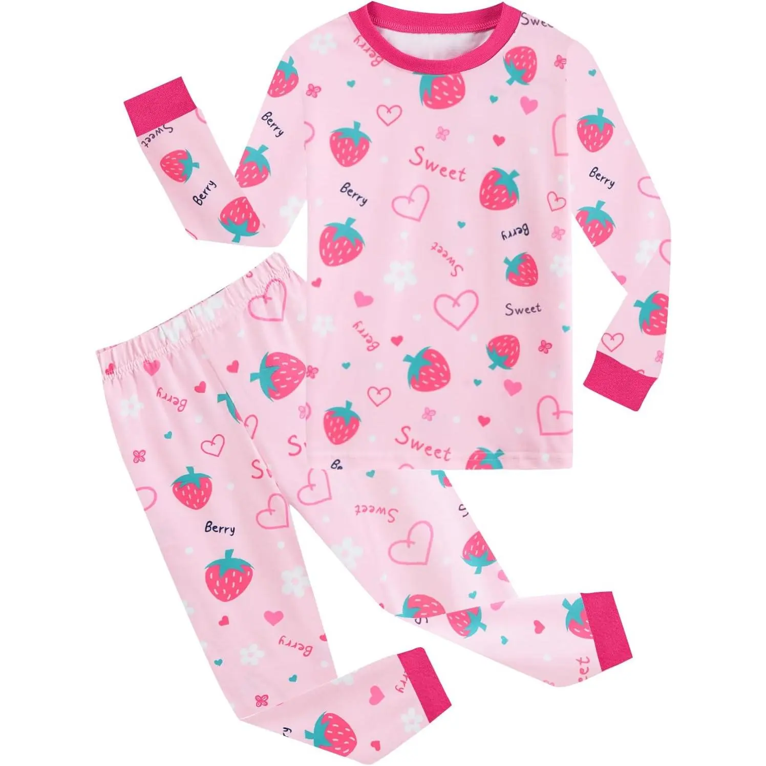 Little Hand Toddler Girls Pajama Cute Dinosaur Pjs Strawbeery Jammies Kids Kitty Cat 2 Piece Flamingo Sleepwear Sets Age 2-7,plaid cartoon pattern design pink print,Girls',Long,short,button,year,fun,comfy,short-sleeved,soft,footie,pastel,dress,h,h,2,dance