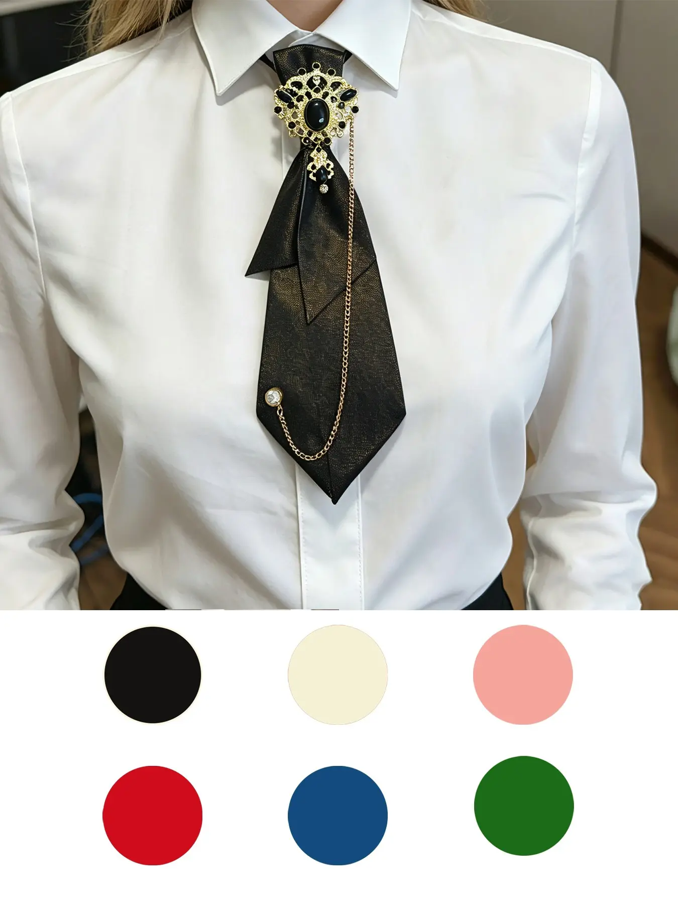 Handmade Plaid Tie with Flashing Multicolor Diamonds, Plaid Print Tie, Elegant Women's Necktie, Perfect for Parties, Business, Daily Wear
