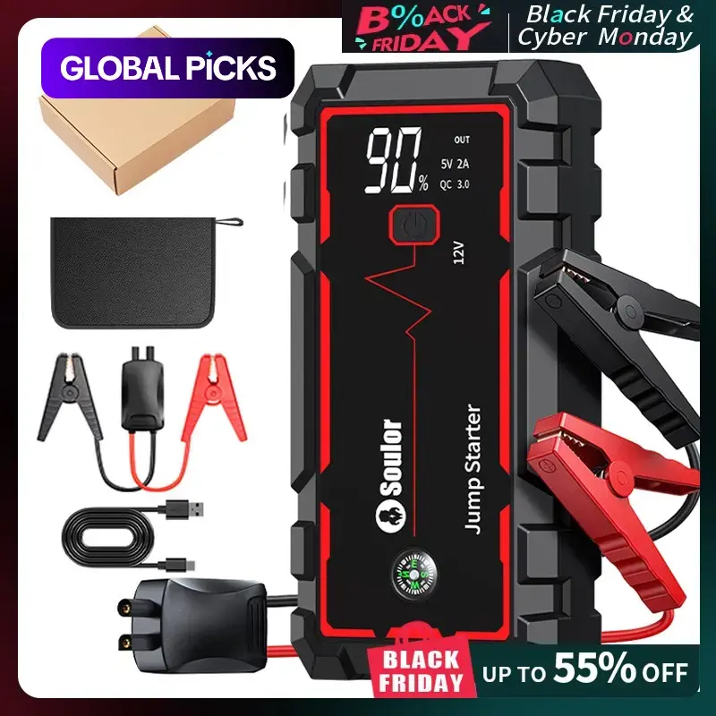 X4A 12V 8000mAh Portable Jump Starter Kit, Car Battery Jump Starter Power Pack, USB Fast Charging, Car Repair Tools, Emergency Rescue, Automotive Tool Kit, Great Gift for Drivers