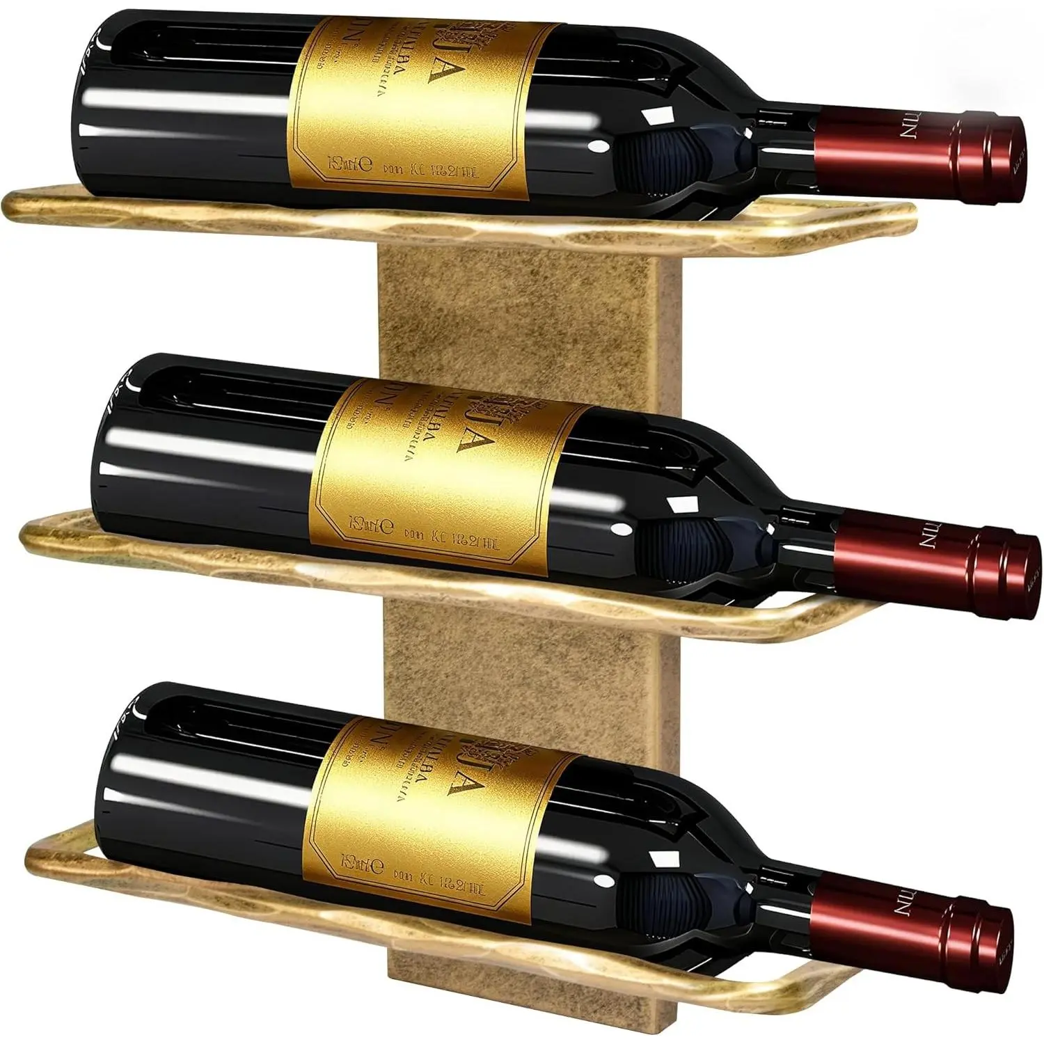 Wall Mount Wine Rack, Hand Forged Wall Racks for Wine Bottles Display and Storage, Metal Wine Bottle Holder With Hammer frame ,Hanging Bottle Organizer for Dining Room, Living Room, Wine Cellar, Bar